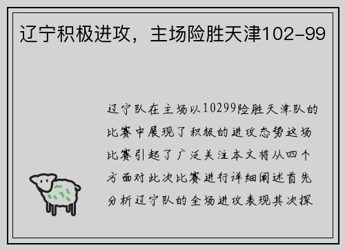 辽宁积极进攻，主场险胜天津102-99